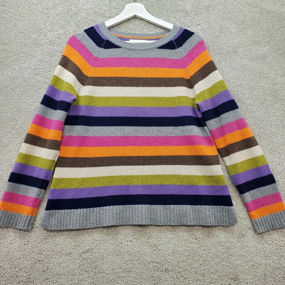 Tabitha Webb Womens Striped Raglan Sleeve Sweater Multicolor Lambswool Blend M